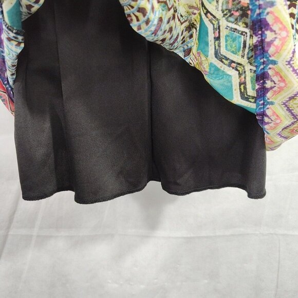 City Triangles Blouson Mini Dress Sundress Women Size L Colorful Teal Purple NEW - Picture 7 of 11
